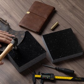 Gulploug Midnight Galaxy Granite Bench Block 6"x6"x1.1" - Polished Jewelry Making Stone, Leather Punching Pad, Metal Stamping Art Supply, DIY Craft Tool (Natural Stone)