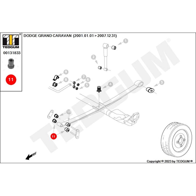 TEDGUM 00131833 REAR LEAF SPRING BUSHING REAR TO LEAF SPRING