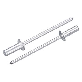 sourcing map 50Pcs 1/8"x3/8" Aluminum Closed End Dome-Head Blind Rivets, Grip Closed End Type Blind Rivets for DIY, Sheet Metal, Automotive Repairs, Furniture, and Boat (Silver)