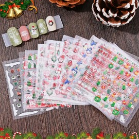 Christmas Nail Art Stickers 30 Sheets Christmas Nail Decals 3D Self Adhesive Santa Claus Elk Snowman Christmas Tree Nail Art Supplies Winter Nail Stickers for Women DIY Acrylic Nail Decorations