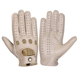 WASPRO Genuine Leather Fashion Gloves, Motorcycle Knuckle Fit Gloves (Beige, X-Small)