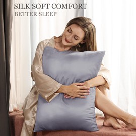 Adubor Silk Pillowcase - 100% Pure Mulberry Silk, 23 Momme 6A Grade Fibers, 900 Thread Count, Silk Pillow Cases for Hair and Skin Health, with Hidden Zipper (Standard 20''×26'', Light Gray, 1PC)