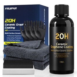 20H Advanced Graphene Ceramic Coating for Cars, Car Detailing Kit with 10+ Years of Long Lasting Car Protection, Adds Extreme Gloss, Anti Scratch, 70ml