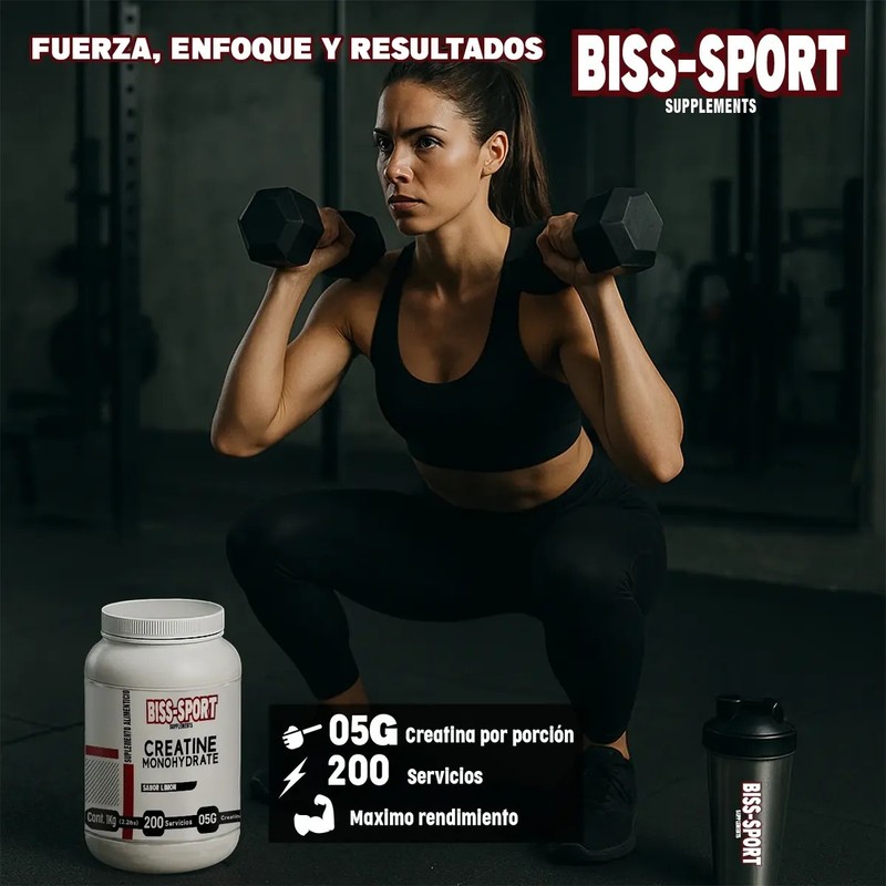 Creatina Monohidratada En Polvo 1kg Biss-sport 200 Servicios