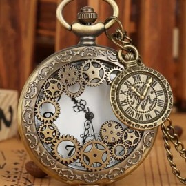 None Steampunk Pocket Watch Bronze Railroad Timepiece Solid Bronze NEW