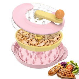 Chicken Shredder, Pro Twist Chicken Breast Shredder Tool with Clear Lid, Strong Anti-Slip Bottom, Ergonomic Handle, BPA-Free Meat Grinder for Cooked Pork Beef Chicken (pink)