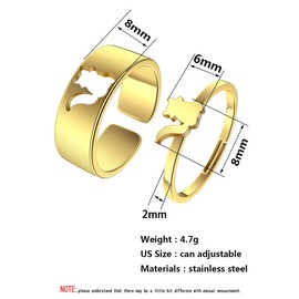 QIAMNI Raccoon Rings for Women Matching Promise Rings for Couples Gold Silver Animal Ring Petite Trendy Rings Jewellery Gift for Girls Boys, Stainless Steel