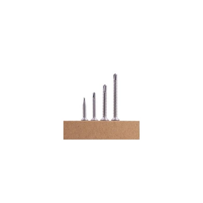 #14 x 1-1/4" Flat Head Self Drilling Screws, 410 Stainless