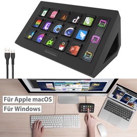 Xystec Livestream Controller: Stream Controller with 15 LCD Display Buttons, Office & Gaming, Black (Monitor Controller, Multimedia Controller, All in One PC)