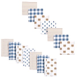 Hudson Baby Unisex Baby Cotton Flannel Burp Cloths and Receiving Blankets, 14-Piece, Little Bear, One Size