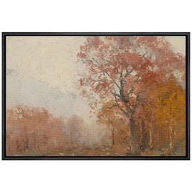 SIGNLEADER Framed Canvas Print Wall Art Autumnal Impressionist Forest Rustic Fall Trees Illustrations Modern Art Glam Pastel for Living Room, Bedroom, Office - 24"x36" Black