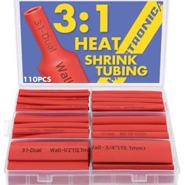 haisstronica 32 Feet 110pcs 3:1 Heat Shrink Tubing With Rich Hot Melt Adhesive -Marine Grade Heat Shrink Tubing 3.5"Length Perfect for Electrical Wiring And Insulation-6 common sizes 1/8"-3/4" (Red)