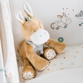 Nattou Cuddly Toy Made of Polyester, Cuddly Toy Donkey Leo as Companion from Birth, Approx. 32 cm, Felix and Leo, Beige