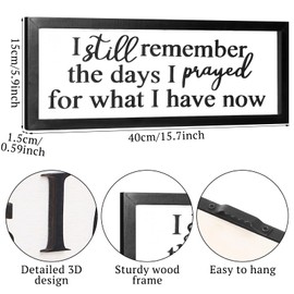 Ripeng 3D I Still Remember The Days I Prayed Sign Wall Decor Wooden Entryway Hallway Decor, Above Door Plaque Bible Verse Christian Wall Art for Christmas Family Living Room Bedroom, 15.7" x 5.9"