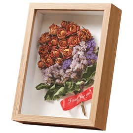 FAVORTALK Shadow Box Frame 8X8 Inch Display Box Shadow Boxes Frame Deep Shadowbox Display Case Wooden Picture Frame with Plexiglass Top Shadow Box for Wall and Tabletop (Wood433,Depth 5CM)