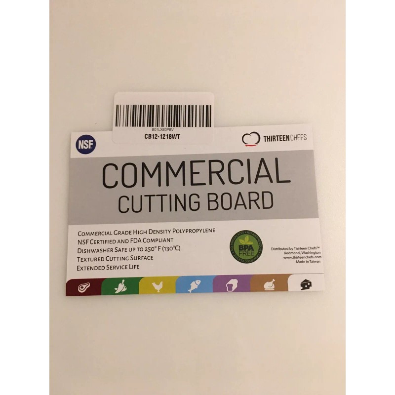 Thirteen Chefs Commercial Grade Polypropylene Cutting Board 12" x 18" x