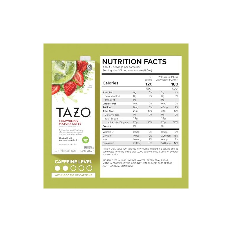 TAZO Strawberry Matcha Latte Concentrate - Delicious & Versatile