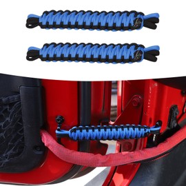 RT-TCZ Door Limiting Straps 550 Pound Strength Swing Limiter for 1996-2024 Jeep Wrangler CJ YJ TJ JK JKU JL,2 Pack (Black/Blue)