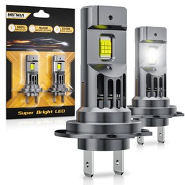 MIFMIA H7 LED Bulb, 36000LM 900% Brighter, Real 1:1 Halogen Mini Size with Fan, H7 Bulb 6000K Cool White, No Adapter Needed Plug-N-Play, Pack of 2, Interior Lights License Plate Lights