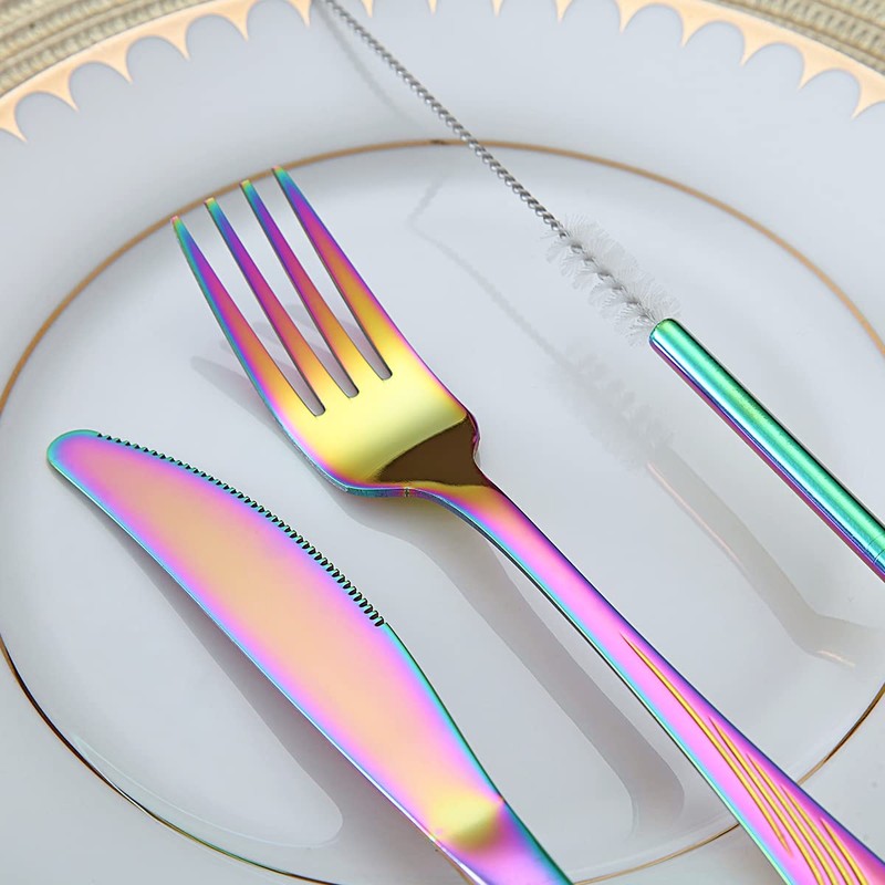 Evanda Portable Utensils, Travel Camping Cutlery Set, Stainless Steel Flatware