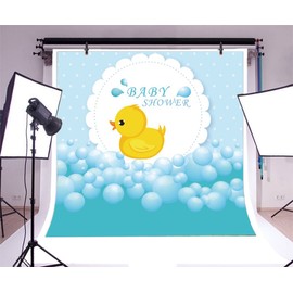 Leyiyi 4x4ft Photography Backdrop Rubber Duck Baby Shower Background Bubble Bath Water Drops Room Interior Decor Birth Celebration Wallpaper Duckling Swimming Photo Portrait Vinyl Video Studio Prop