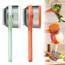 2PCS Double-Sided Stainless Steel Peeling Knife with Storage Box, Orange and Green Vegetable and Fruit Peeler, Multifunctional Kitchen Tool for Easy Cleaning