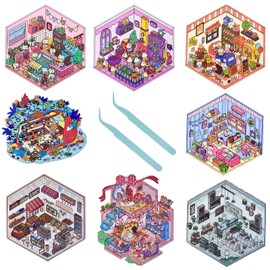 DIY 3D Sticker Scene，8 Sets of Stickers for Girls Make your Own Miniature Scene Stickers, Reusable Cute Sets for Free Combination,Cartoon Animal Sticker for Adult Relief Stress Pass Time