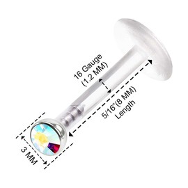 KJM Fashion Surgical Steel Labret Monroe 0.8 mm 20 g Lip Earrings Pack of 2, Acrylic