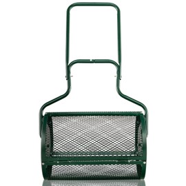 IRONMAX Peat Moss Spreader, 49’’ Height Handle & 24’’ Wide Steel Manure Top Soil Spreader with Upgrade Side Latches, Compost Spreader for Lawn, Garden, Backyard, Farm, Flowerbed (Green)