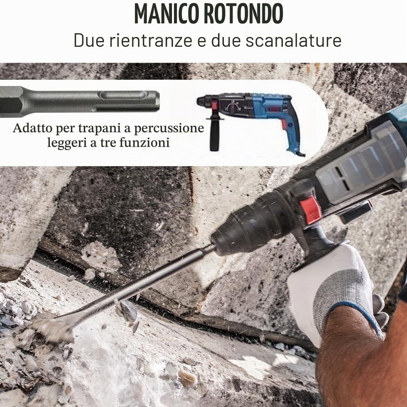 2PCS Scalpelli SDS Plus Scalpello per Rimozione Colla Piastrelle Scalpello