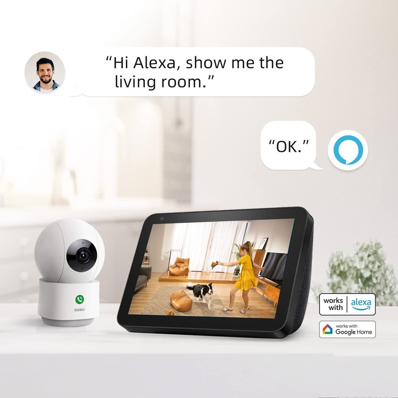 AOSU 4MP 2.5K Indoor Camera, Security Camera Indoor work with