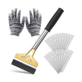 Bates- Razor Blade Scraper Tool, 4 Inch, Floor Razor Scraper Tool with 20 Extra Carbon Steel Blades and a Pair of Safety Gloves