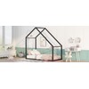 White Metal Twin House Bed Frame with Roof for Kids