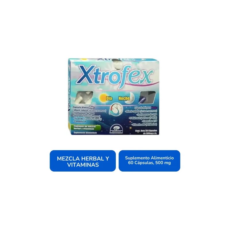 Xtrofex Día Y Noche Caja C/60 Capsulas Menopausia Sabor No