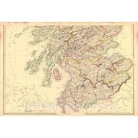 Historic Map - 1860 Scotland (Southern Part) - Vintage Wall Art - 35in x 24in