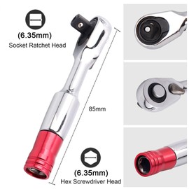 Bestgle 2 in1 Mini Ratchet Wrench, 1/4" Drive Hex Bit Driver and Socket Stubby Ratchet Wrench, 72 Teeth Small Screwdriver Torques Spanners Handle Repair Tool