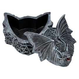 Pacific Giftware Nosferatu Bat Box - Gothic Jewellery Box with Skulls and Pentagrams, Hand Painted, 14.5 cm