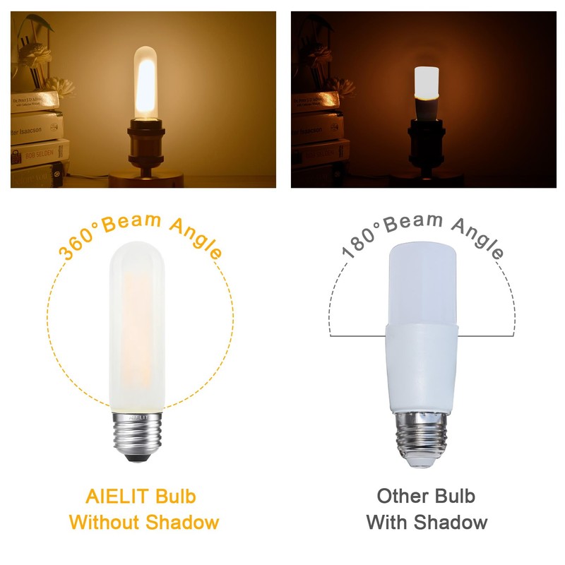 AIELIT T10/T30 Frosted LED Light Bulb 25 Watt Equivalent, Warm