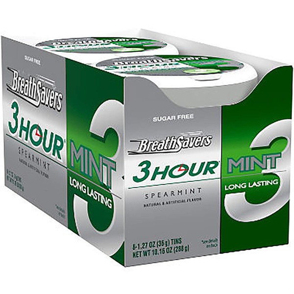 BREATH SAVERS 3HOUR MINT SPEARMINT Can 1.27 oz Each ( 8 in a Pack )