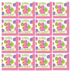 Creative Expressions Baby Dot Girl First Birthday Luncheon Napkins #300665, 16/pk