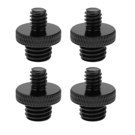 The Lord of the Tools 4 Piece Microphone Stand Adapter M10 Male to 1/4 Male Thread Double Sided Camera Screw Aluminum Alloy for Microphone Tripod Black