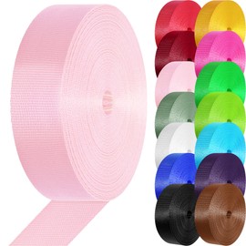 YOGHAVRS Nylon Webbing 1 inch 1.5 inch Nylon Strap Webbing Straps, 3.3 10 25 50 Yards Webbing Strapping for Bags/Lawn Chair/Climbing Outdoors Crafting DIY Gear Repair(Pink,1 inch x 3.3 Yards)