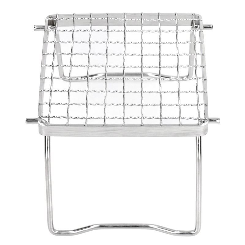 Portable Campfire Grill Silver Mini Folding Grill Rack Stainless Steel