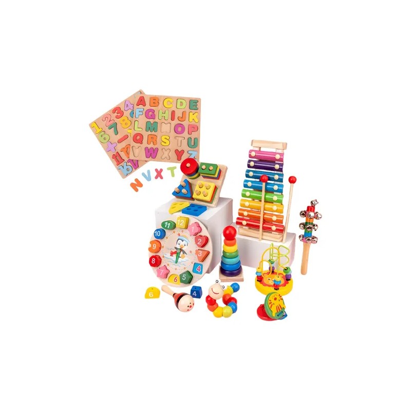 Set 11pzs Juego Didactico Montessori Tablero Madera Niños