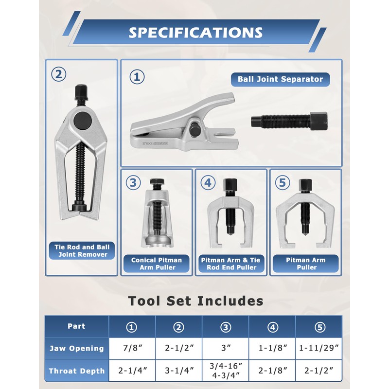 DAYUAN 5pcs Professional Front End Service Tool Kit, Pitman Arm