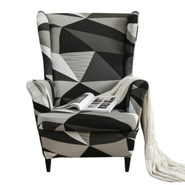 MINGPINHUIUS Wingback Chair Cover Sofa Slipcover - Stretch Polyester Wingback Armchair Covers Super Soft Furniture Protector Couch for Living Room Machine Washable/Skid Resistance