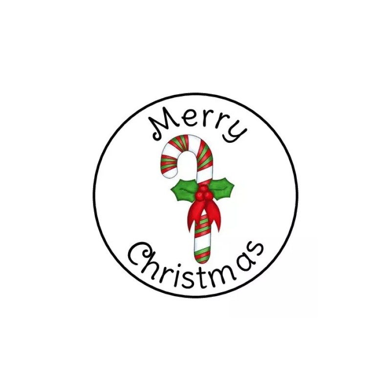 handmade 48 MERRY CHRISTMAS CANDY CANE ENVELOPE SEALS LABELS STICKERS