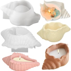 2 PCS Conch Silicone Molds 3D Unique Conch Shaped Silicone Tray Molds Candle Making Molds for DIY Home Decor Holder Container Scented Candle