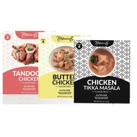 CHICKEN TIKKA MASALA, BUTTER CHICKEN CURRY, TANDOORI CHICKEN, INDIAN FOOD SPICES by Flavor Temptations. 3 Variety Beginner Seasoning Sets. Gluten free, Salt free. 3 Packs (Total 12 Servings)