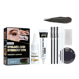 Kcolly Semi-permanent Eyebrow and Eyelash Dye Kit Waterproof Smudge-proof Eyebrow Eyelash Tint Set Long-lasting Color Sweat-proof Easy to Use